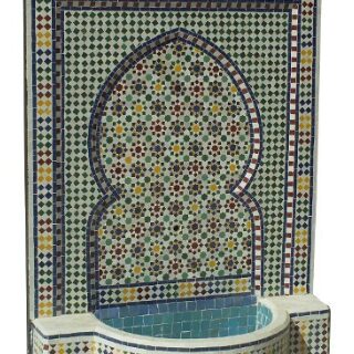 Fontaine marocaine murale d'extérieure en zellige