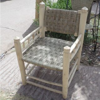 Fauteuil carré en rotin et bois Vannerie marocaine