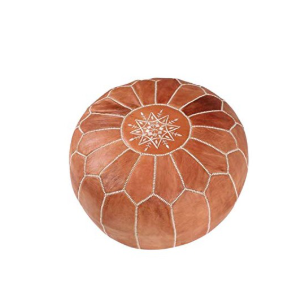 POUF EN CUIR MARRON