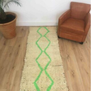 Tapis Marocain Tapis Azilal beige et vert fluo 195 x 176