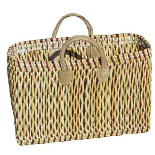 Panier tressé bordeaux Vannerie marocaine