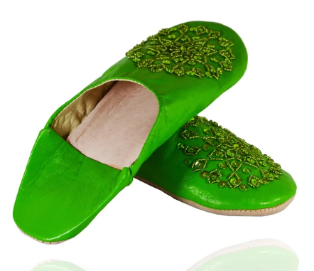 Babouche chausson en paillette Verte