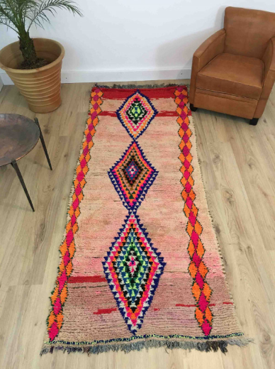 Tapis Marocain Tapis berbère Boujad couleurs fluo 248 x 100